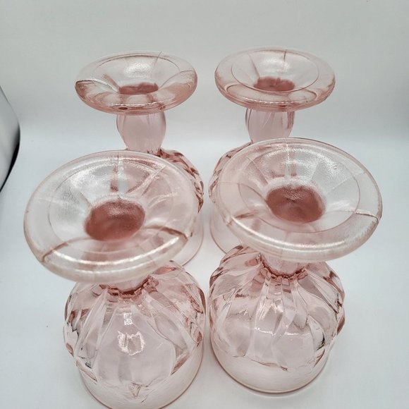 Set Of 4 Vintage Pink Tiffin Franciscan Cabaret Glass Goblets - Picture 4 of 7